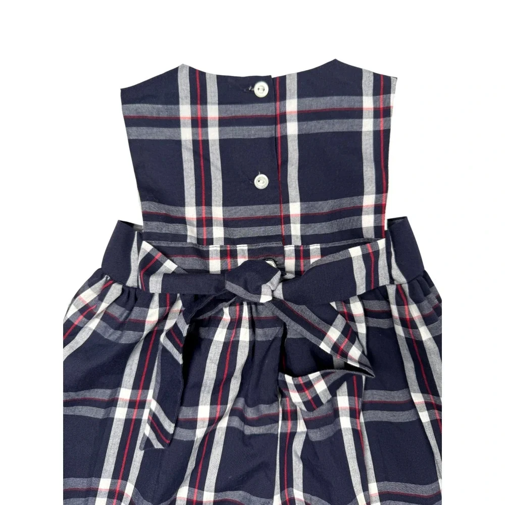 StellyBelly Romper Sz 18M‎ Blue Plaid Front/Back Tie Sleeveless Nautical